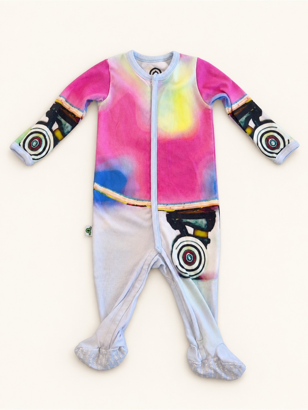 Inchworm Alley One-Piece Footed Sleeper in skater print - 100% organic cotton